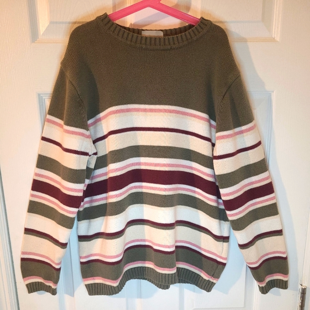 CANDA Collection at C&A Multi Striped Long Sleeve Sweater Women's Large Vintage